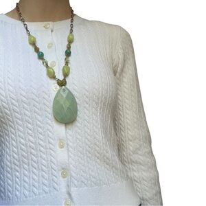 VTG Beaded Statement Necklace Green Costume Jewelry Womens Fashion